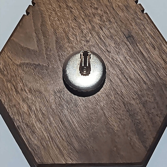 Vintage Round Painted Clip On Earrings with Crystal Accent - Picture 4 of 6